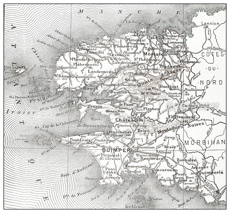 古法国地图Finistère (département)
